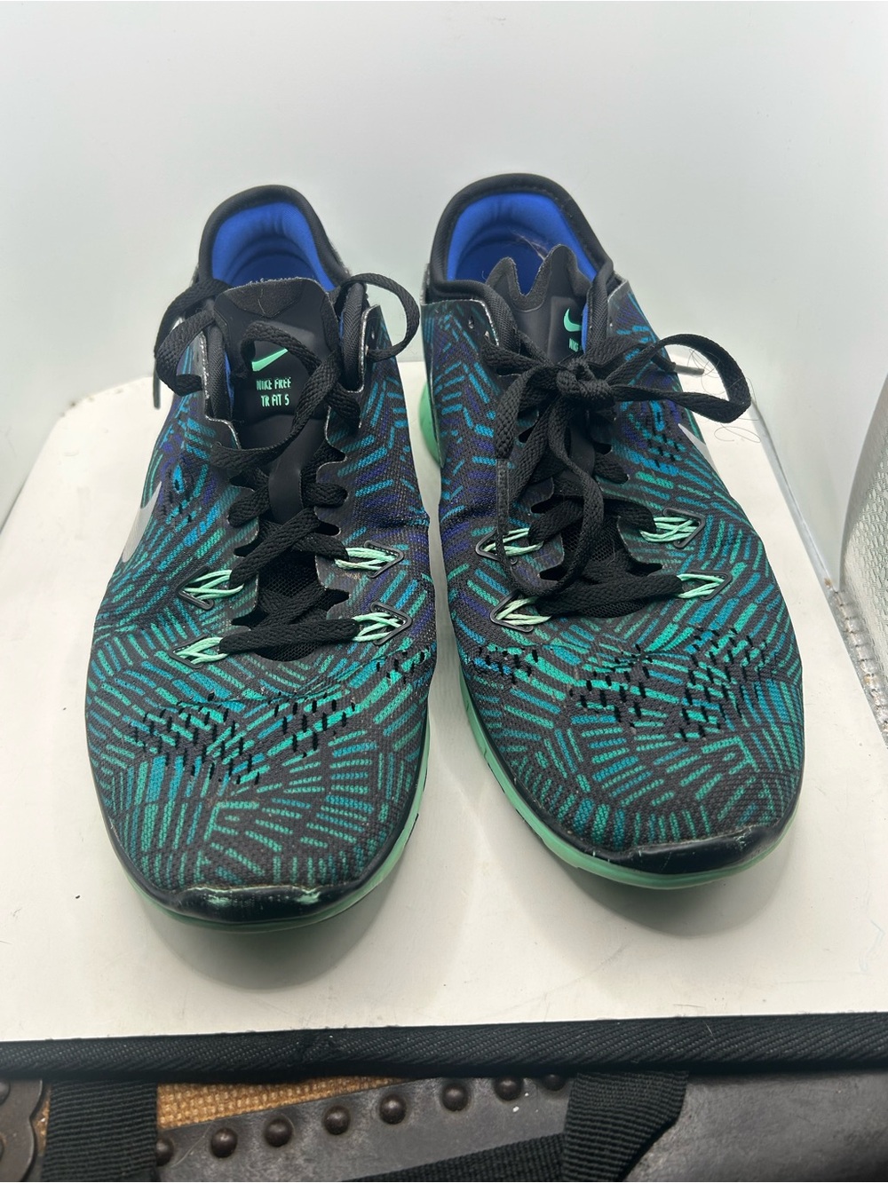 Nike Free 5.0 TR Fit 5 Green Glow Black Blue‎ Women Sneaker Size 7 704695-016